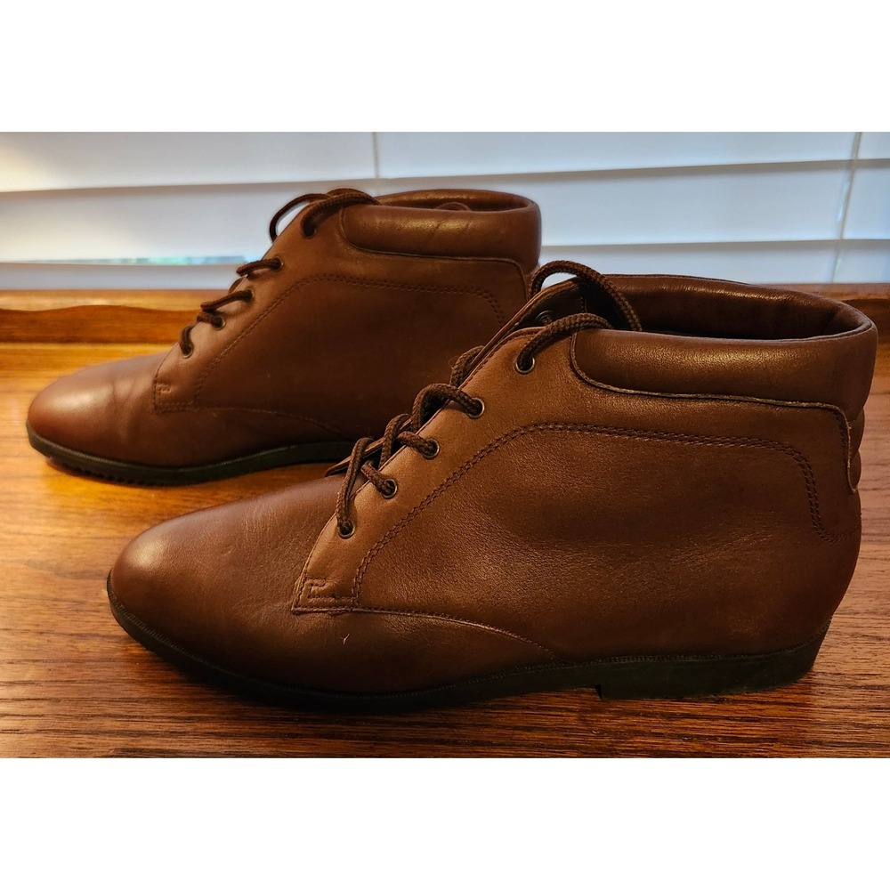 Danexx D-Austin4 Brown Leather Lace Up Ankle Boots Womens 8.5 M Plaid Lined - Picture 2 of 6